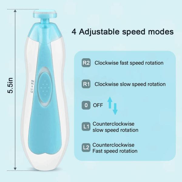 Baby adult pets Nail Trimmer Upgraded Safe Electric Baby Nail file grinder Baby Nail File with LED Light