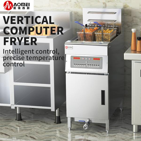 FEF-101 Промышленный электрический фритюрник из нержавеющей стали с компьютером и фильтром для масла