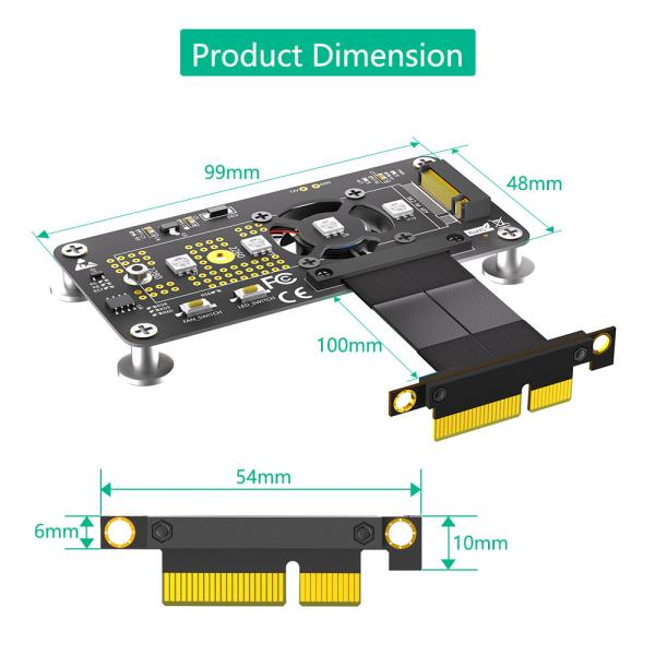 PCI Express PCI-E 3.0 4X до NGFF M.2 2280 M2 NVME SSD преобразователь адаптер карты охлаждения вентилятор + высокоскоростной расширительный кабель 100 мм