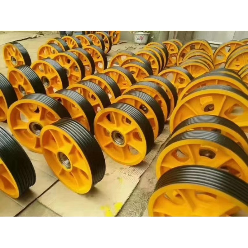 Cast Iron Elevator Guide Wheel Elevator Traction Pulley Deflector Sheave Rope Wheel