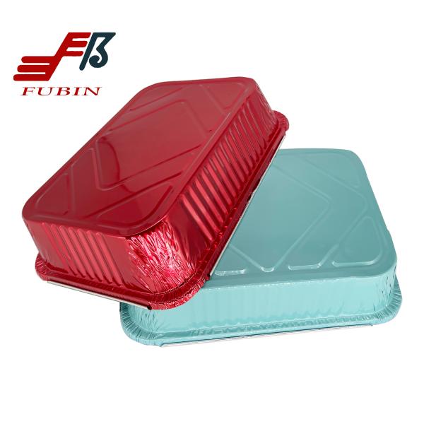 1000ml Takeaway Food Freezer Colored Aluminum Foil Pans With Plastic Cover