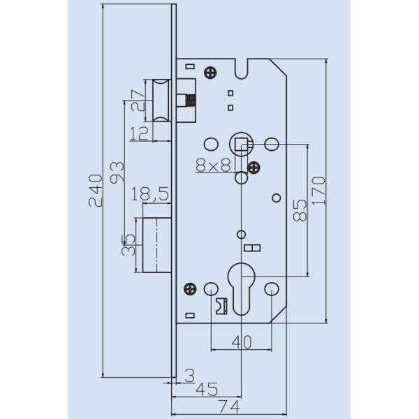 Stainless Steel Mortise Lock Replacement 4585 Steel Doors Mortise Pocket Door Hardware