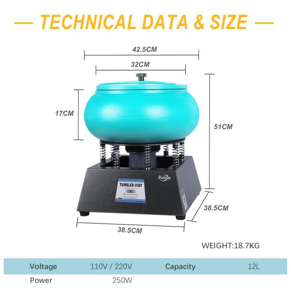 18 Inch Jewelry Polishing Machine Vibratory Tumbler Polishing Machine