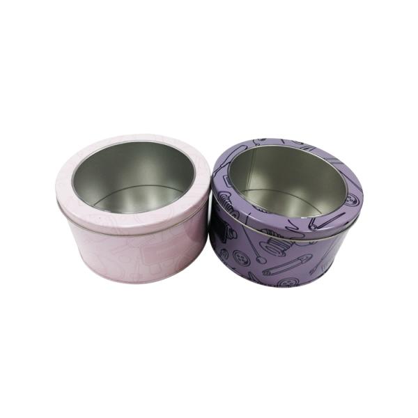 Food Grade Round Window Bulk Christmas Tins 150*85mm Biscuit Tin Box Packaging
