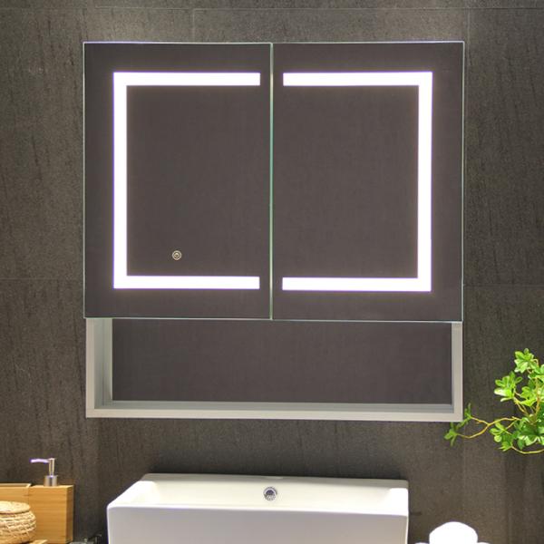 Moderno estilo de design Smart LED luzes gabinete de banheiro com espelho anti-neve e lavatório