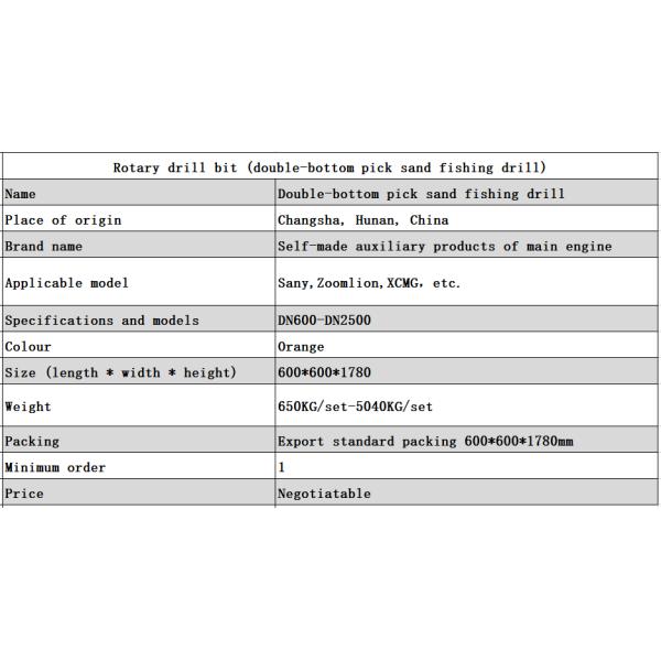 Double Bottom Drilling Rig Spare Parts Rotary Drill Bit Pick Sand Fishing  DN2500