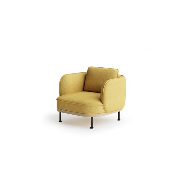 Yellow Modern Commercial Sofa Stable Rounded Single Sofa Armchair With Wood Base