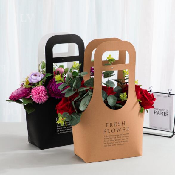 ODM Basket Shape Cardboard Gift Bags 31x10x41CM Kraft Paper Flower Bags