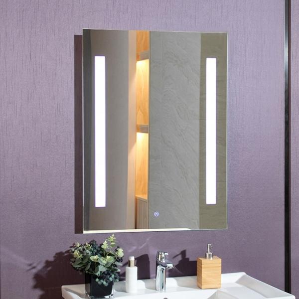 Design personnalisé Style LED miroir de salle de bain éclairé avec horloge et armoire à médicaments