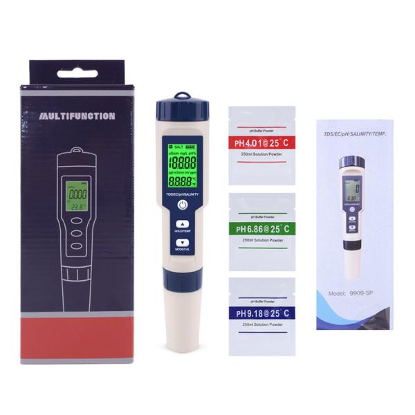 5 - In - 1 Water Quality Tester PH/TDS/EC/Salinity/Temp Meter For Home Aquarium Lab