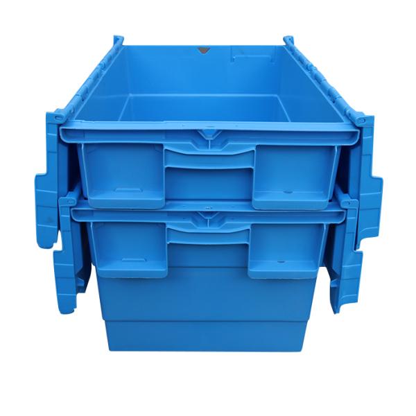 Flip Top Tote, Heavy Duty Nestable Plastic Round Trip Totes Storage Box Container In Blue Yellow Red Green Color