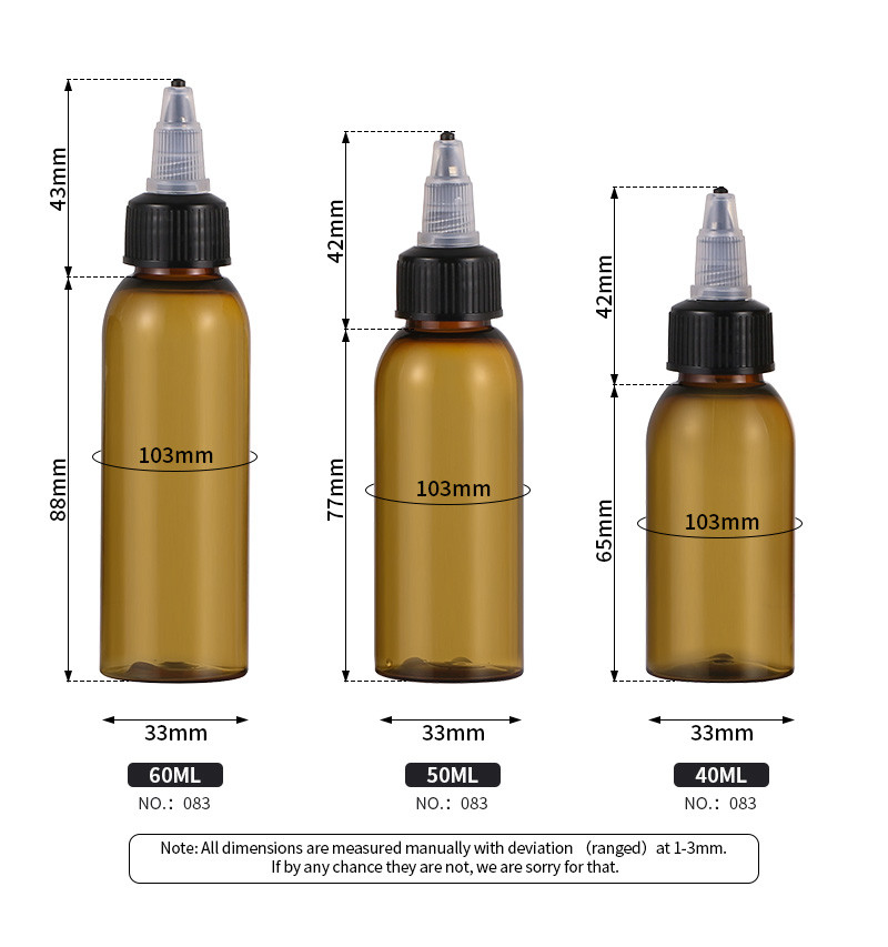 Небольшие пластиковые опарникы с емкостью 60ml Reappliable верхних крышек винта многоразовой