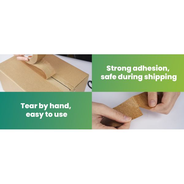 Recyclable Packaging Tape Self Adhesive Box Tape For Shipping, Sealing, Moving & Masking Eco-Friendly Kraft Paper Tape, Biodegradable Heavy Duty Packing Tape