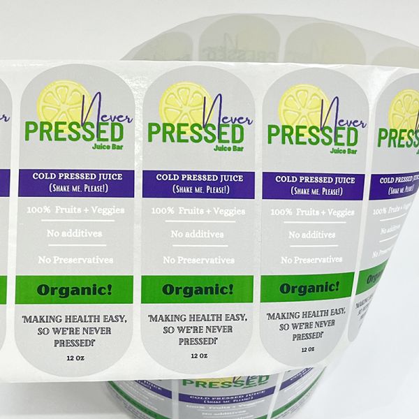 Manufacturer Wholesale Waterproof Die Cut Press Cold Juice Sticker Logo Clear Printing Water Bottle Packaging Label