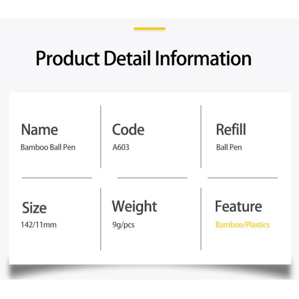 Un stylo à bille en bois de bambou de 1 mm écologiquement rétractable
