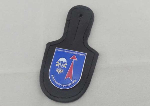 Kommando Leather Pocket Badge And Personalized Leather Keychains With Nickel Plating