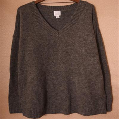 Tricolor Simplicity Ladies Black V Neck Jumper 69% Acrylic 29% Polyester