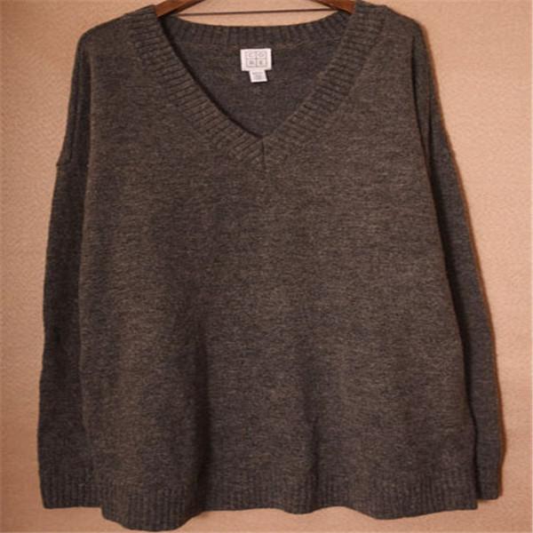 Tricolor Simplicity Ladies Black V Neck Jumper 69% Acrylic 29% Polyester