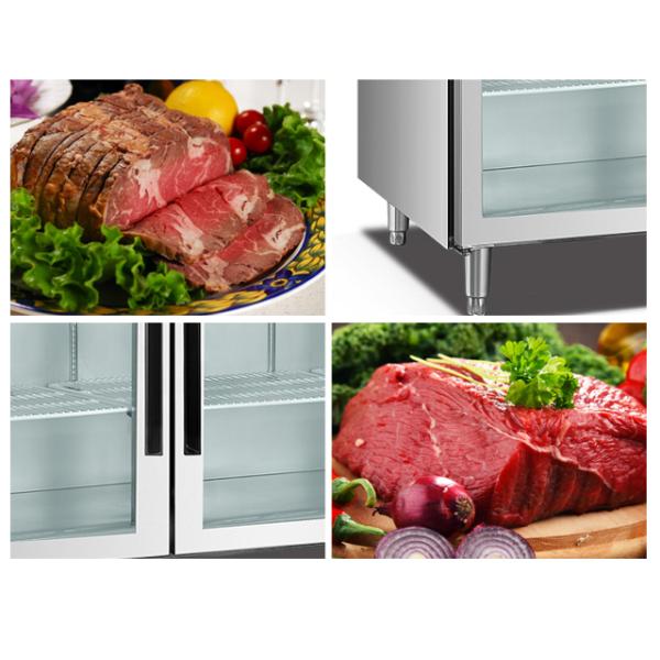 Чистосердечный промышленный дисплей кухни нержавеющей стали холодильника ресторанного обслуживании дверь 4 стекел