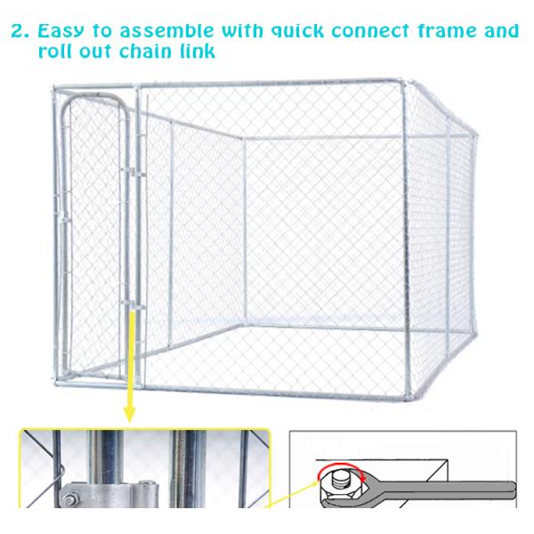Large outdoor galvanized cheap chain link dog kennel 7.5x13x6ft(2.3x4x1.8m) 2.3mm wire diameter
