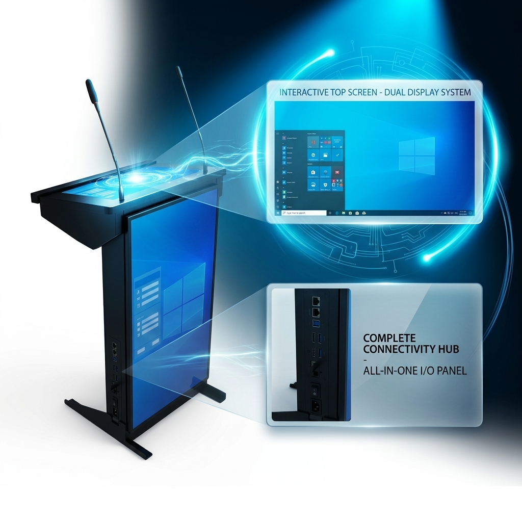 22-19 Inch Android 14 Touchscreen Digital Podium Interactive Training Center Lectern