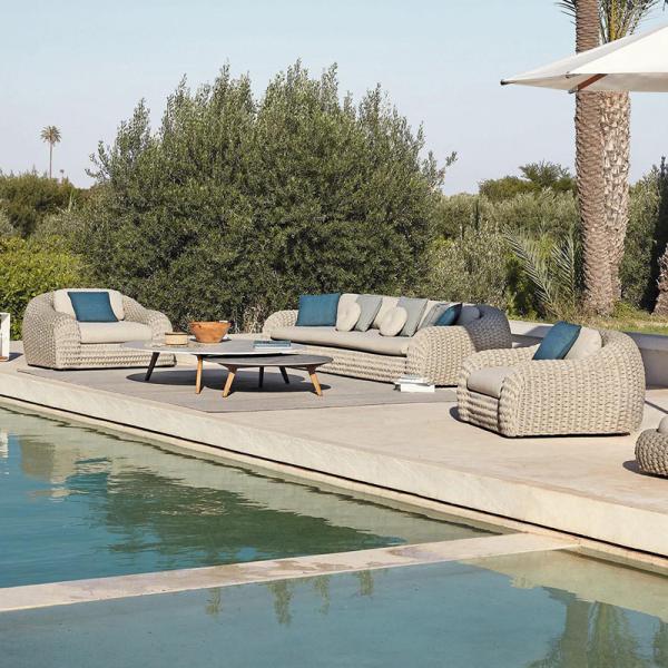 Backyard Patio Furniture Garden Set with Private Villa Garden Sofa in Rope Woven Design