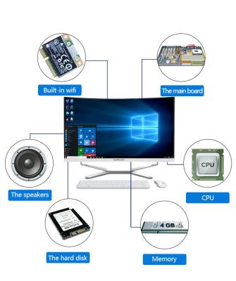 24 polegadas IPS Display Curved Computer AIO com 0,264mm Pixel Pitch