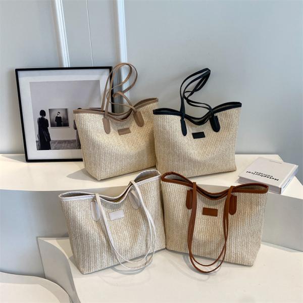 Sustainable Bamboo Bag With Handle, Shopping Bag For Beach Summer Vibe Wholesale Vietnam Handicraft Crochet Raffia Sac Bolsa Mujer Bucket Tote Shoulder Designer Women Straw Bag