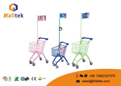 Passeio plástico das crianças do trole da compra do supermercado do estilo novo com brinquedo