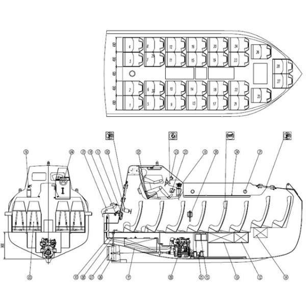 оборудование спасения жизни корабля спасательной шлюпки падения доказательства огня GRP 6.8m свободное