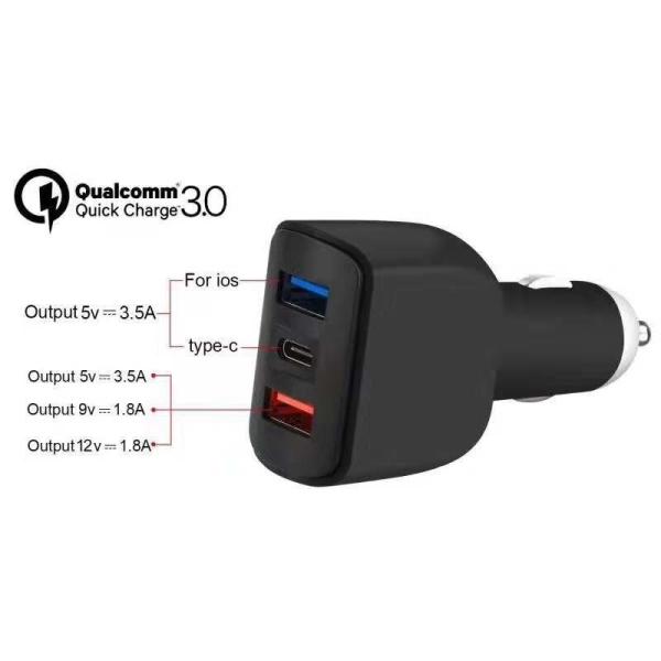 7A 3 USB CAR CHARGER  QC3.0 TYPE-C+ USB Universal Compatible USB CAR CHARGER for all electronics cheap price
