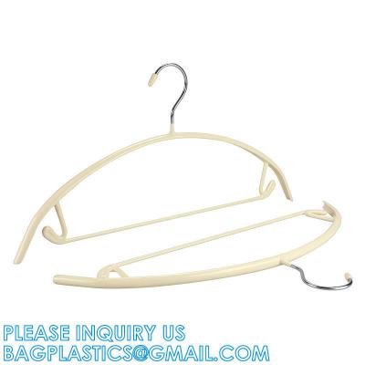 Garment Usage Custom Thick Bulk Space Saving Ivory Rubber PVC Coated Body Metal Coat Cloth Hanger With PVC Bar