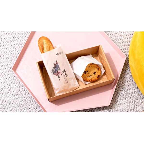 Customized Flat Satchel Kraft Paper  Bread Bakery Food Bag