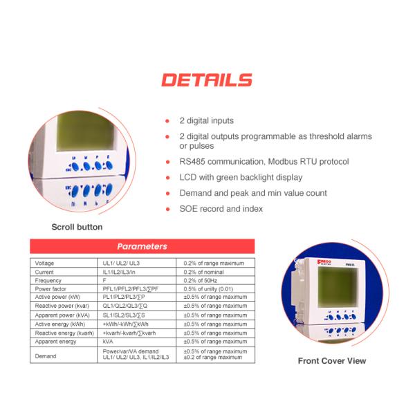 Сертификат CE PM835 96*96mm AC электрический цифровой счетчик мощности для измерения диапазона энергии