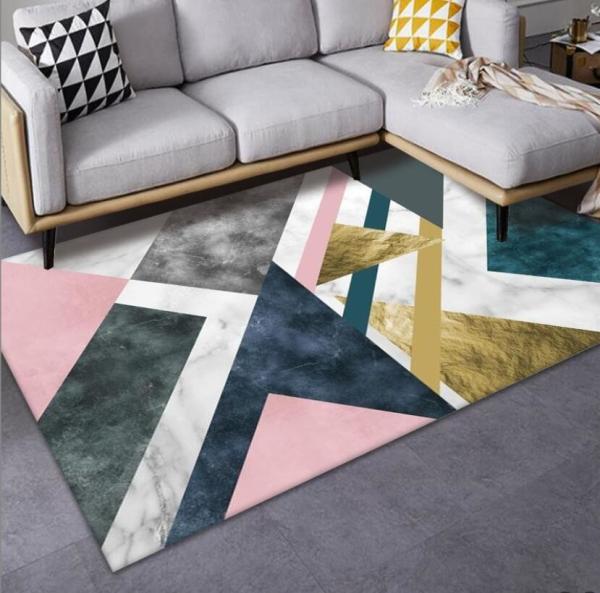 Tree Leaf And Geometric Pattern Living Room Floor Carpet Special Style