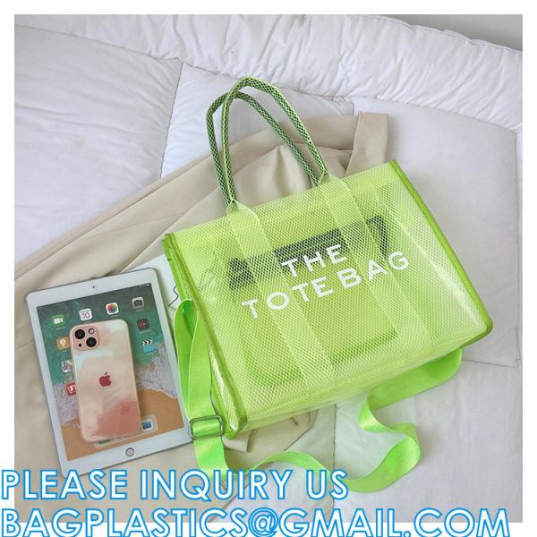 Wholesale Summer Clear Mesh PVC Beach Bags Transparent Design Tote Bags Women Luxury Handbags For Outdoor
