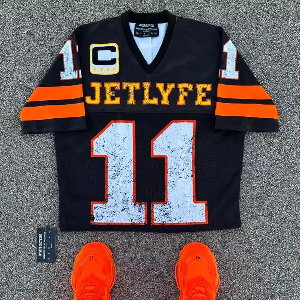 Custom Jersey Print Logo Streetwear Oversized Cropped Tee Top Football Practice Mesh T-Shirt For Men