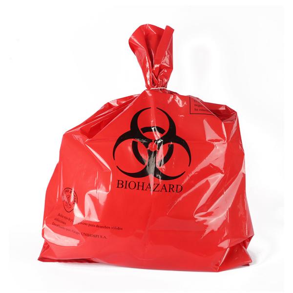 O lixo vermelho do Biohazard da espessura 0.045mm 0.07mm ensaca padrões de ASTM