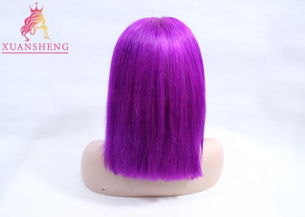 Popular Cuticle Aligned Purple Human Hair Lace Front Wig 12-26 Inch