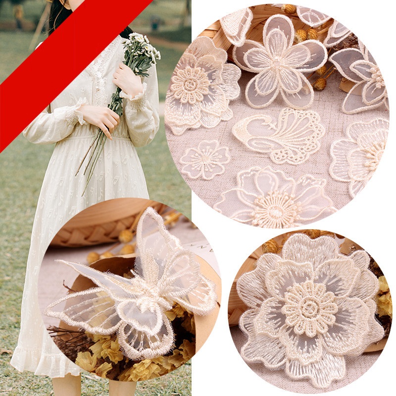Butterfly Shape Metallic Thread Organza Embroidery Applique Patch Customized Design for Garment Accessories Embroidered Rubber