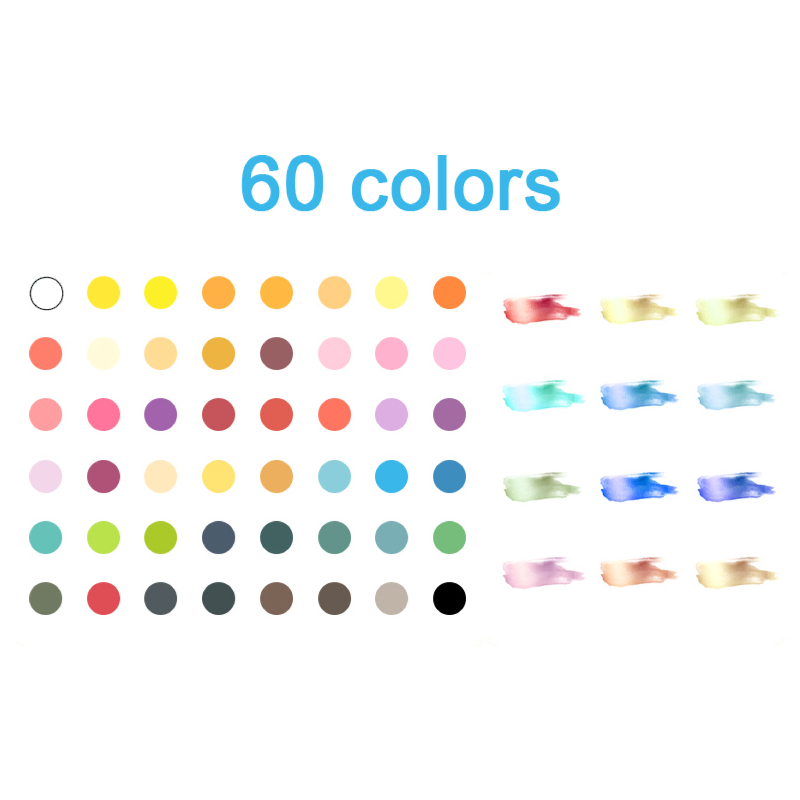 OEM  wholesale 60colors artist kids drawing solid pearlescent watercolor painting set
