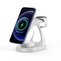 Stand de chargeur sans fil de lumière nocturne avec absorption magnétique et lumière LED pour téléphone écouteur et montre 3 en 1