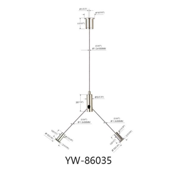 Cabo da luz de painel do diodo emissor de luz que pendura os Y-ajustes YW86034 de Kit Brass Plated Black