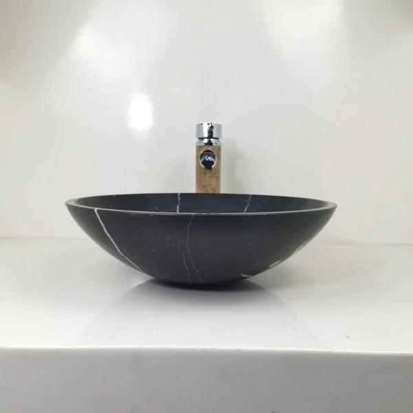 Natural Nero Marquina Black Stone Kitchen Sink Marble Vessel Sink OR Sink For Bathroom