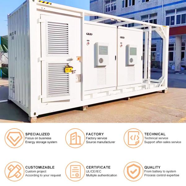 CE FCC Système solaire de stockage d'énergie industrielle dans un conteneur de 20 pieds 1Mwh 3Mwh 5Mwh avec surveillance et contrôle à distance