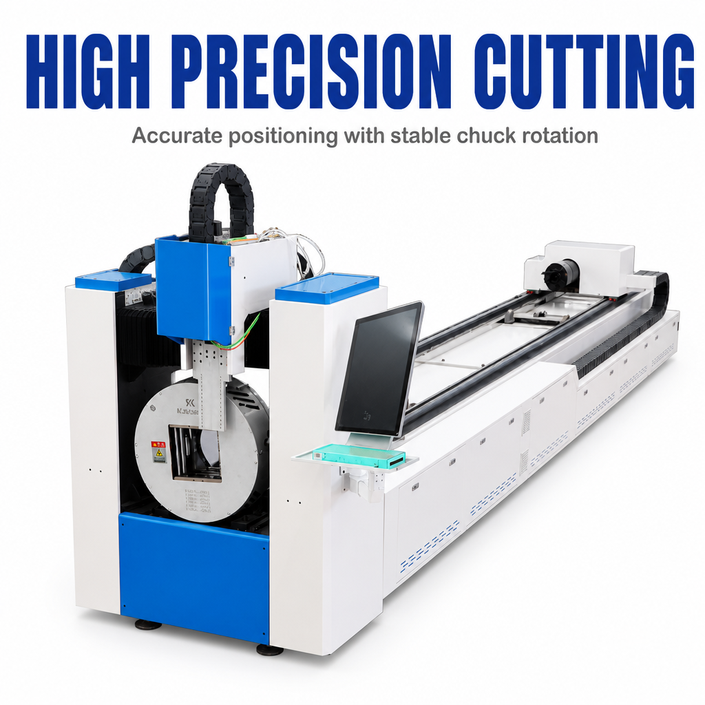  High Precision Fiber Laser Tube Cutting Machine, Automatic Metal Pipe Laser Cutter For Round Square Tube