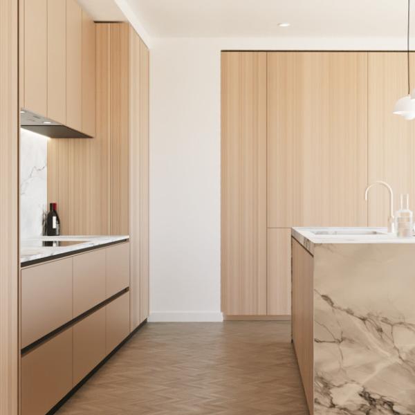 Armoires de cuisine modulaires de grain de bois