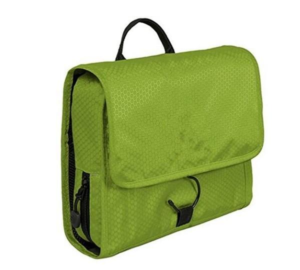 Portable Green Hanging Toiletry Bag , Custom Cosmetic Bags SGS Certificate