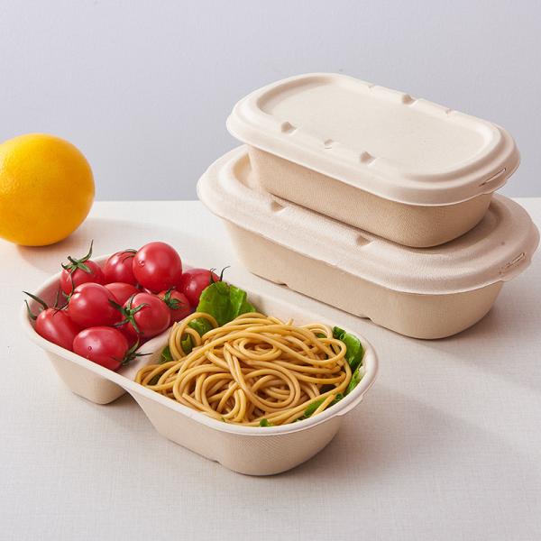 Disposable Party Dinnerware Take Away Salad Box 850ml 1100ml 1300ml Sugarcane Bagasse Pulp Box Packaging