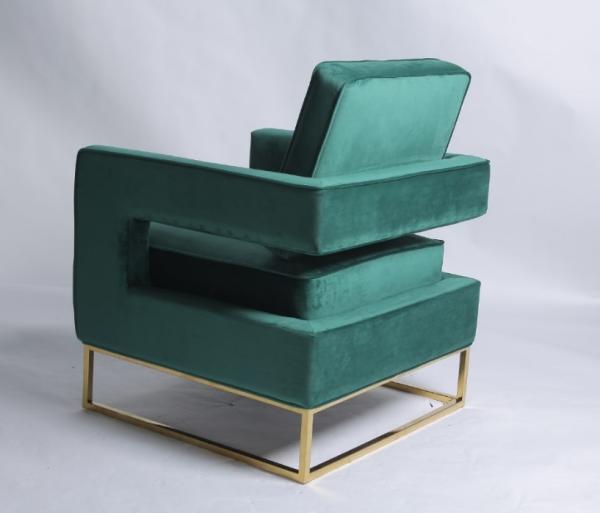 Modern Gold Stainless Steel Legs Green Velvet Occasional Chair